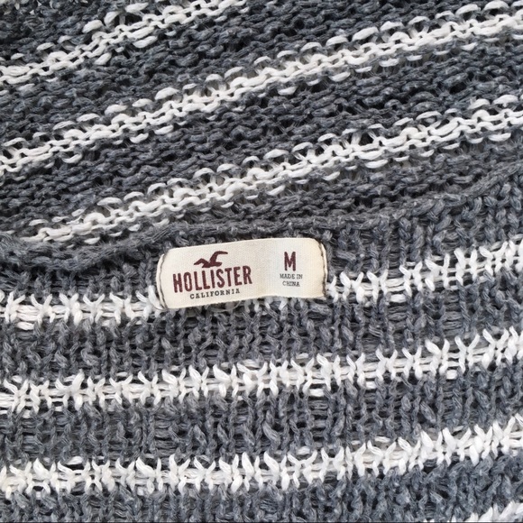 Hollister sweater gray white striped size Medium - Picture 6 of 8